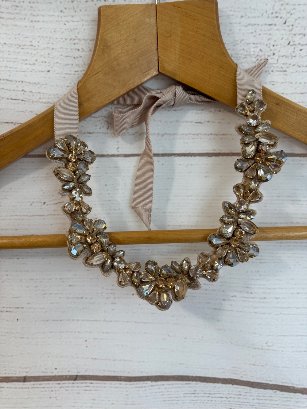 Crystal Floral Statement Necklace - Champagne